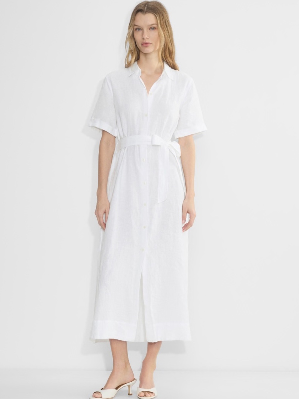 NWOT Aritzia Wilfred Eleta Linen Maxi Dress - White - Size Small